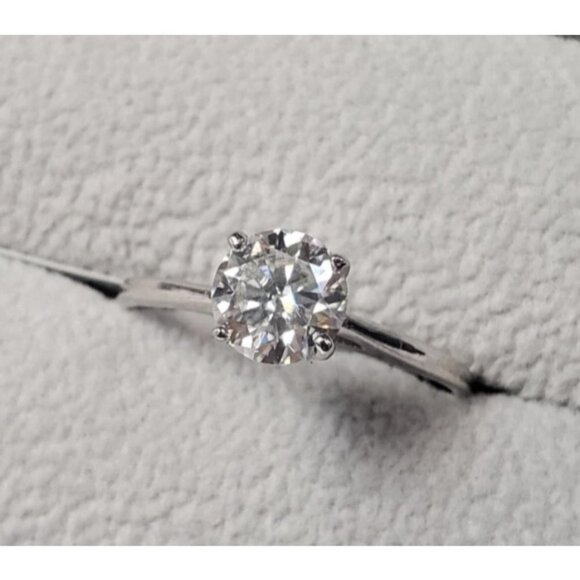 Engagement Ring 10 KT White Gold & Round Moissanite Size 6.5 - $1285 - Picture 3 of 5
